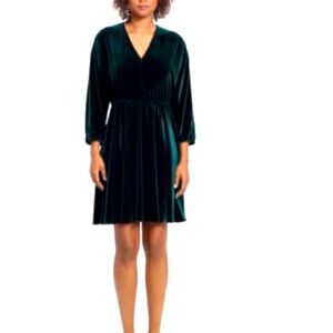 London Times Deep Green Velvet Dress‎